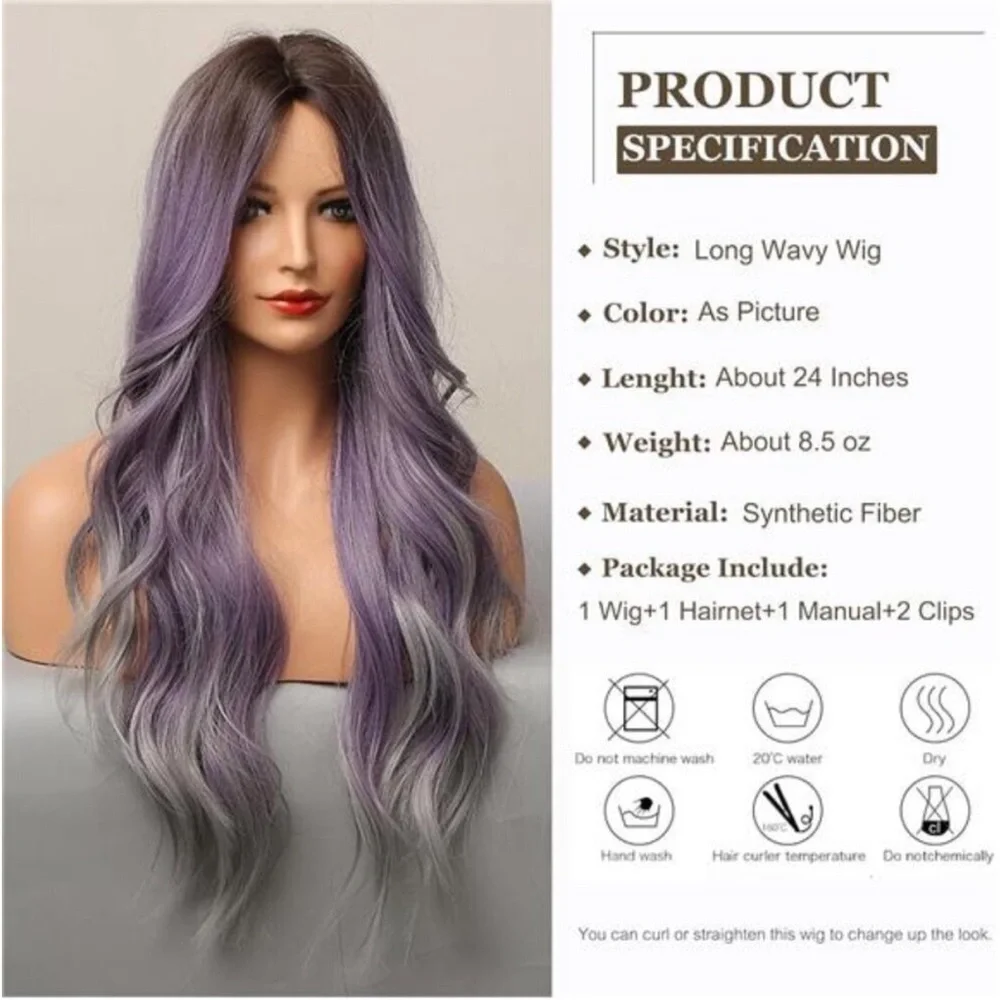 Lavender Ombre Long Wavy Wig